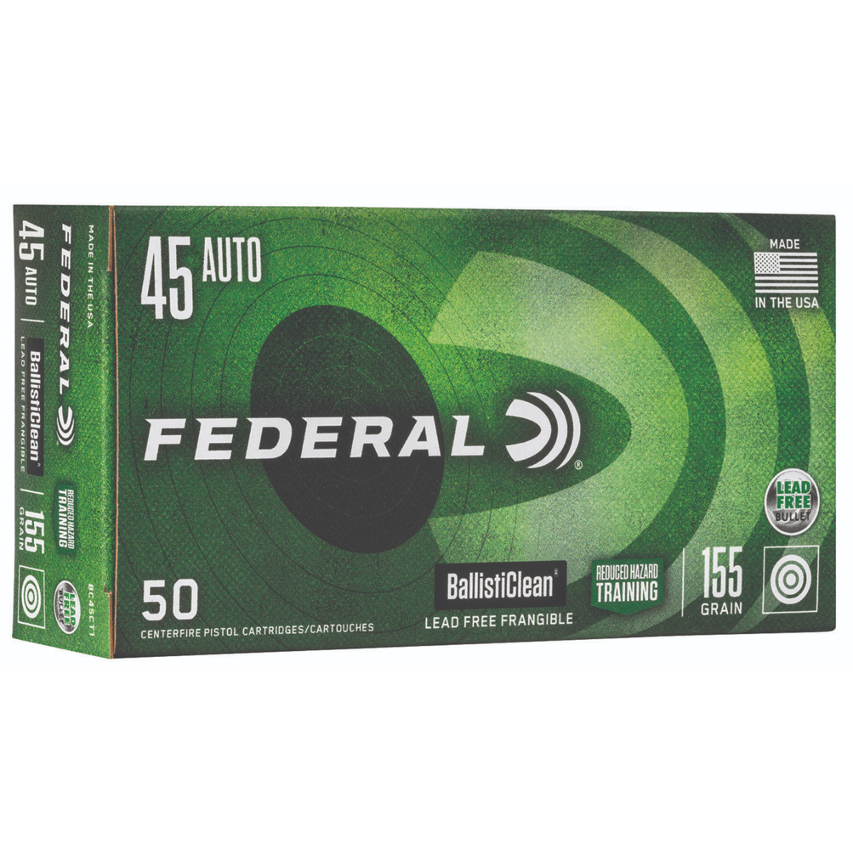 Federal BallistiClean Reduced Hazard Training 45ACP Ammunition - BC45CT1 Federal BallistiClean Reduced Hazard Training 45ACP Ammunition - BC45CT1