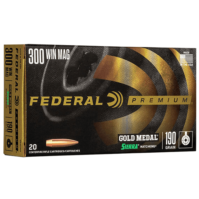 Federal Premium Gold Medal .300 Win Mag 190gr Sierra MatchKing BTHP, 20 Rounds Per Box/10 Case - GM300WM Federal Premium Gold Medal .300 Win Mag 190gr Sierra MatchKing BTHP, 20 Rounds Per Box/10 Case - GM300WM