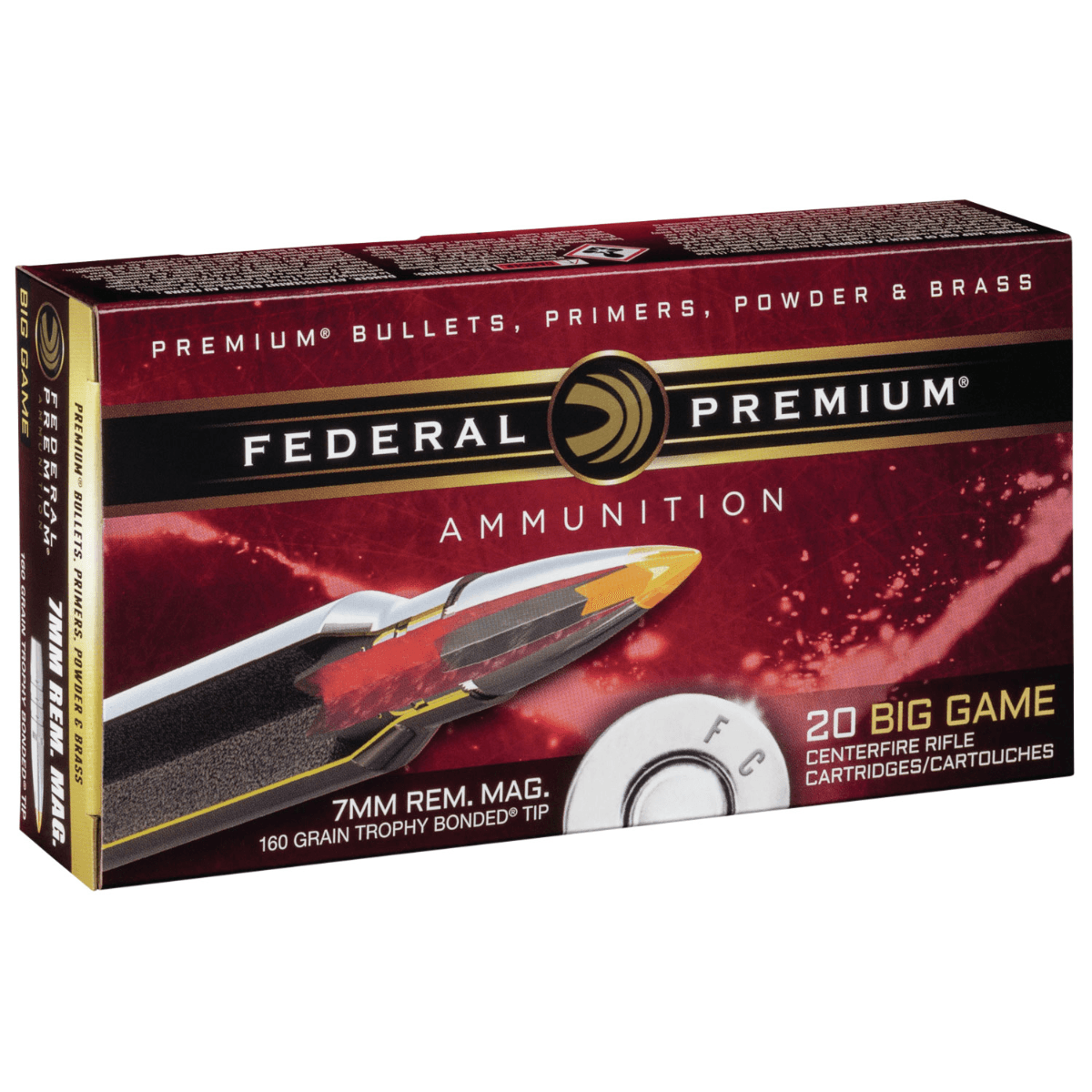 Federal Premium 7mm Remington Magnum 160gr Trophy Bonded Tip, 20 Rounds Per Box/10 Case - P7RTT1 Federal Premium 7mm Remington Magnum 160gr Trophy Bonded Tip, 20 Rounds Per Box/10 Case - P7RTT1