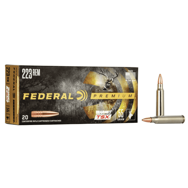 Federal Premium .223 Remington 55gr Barnes TSX, 20 Rounds Per Box/10 Case - P223S Federal Premium .223 Remington 55gr Barnes TSX, 20 Rounds Per Box/10 Case - P223S