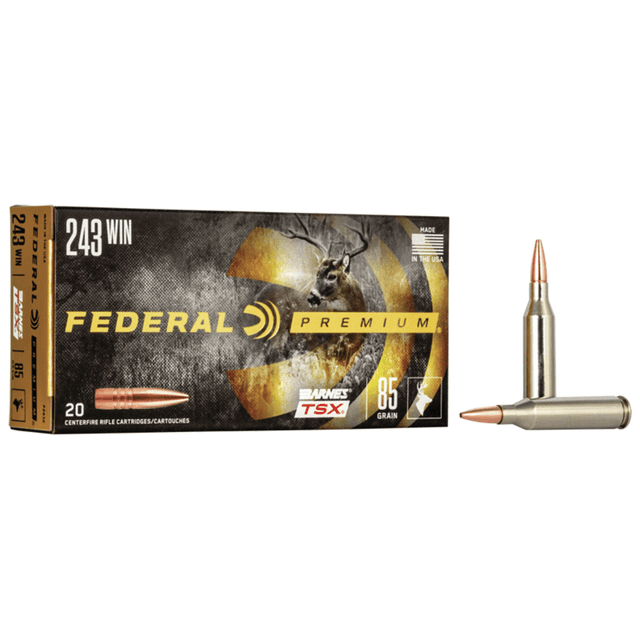 Federal Premium .243 Winchester 85gr Barnes TSX, 20 Rounds Per Box - P243K Federal Premium .243 Winchester 85gr Barnes TSX, 20 Rounds Per Box - P243K