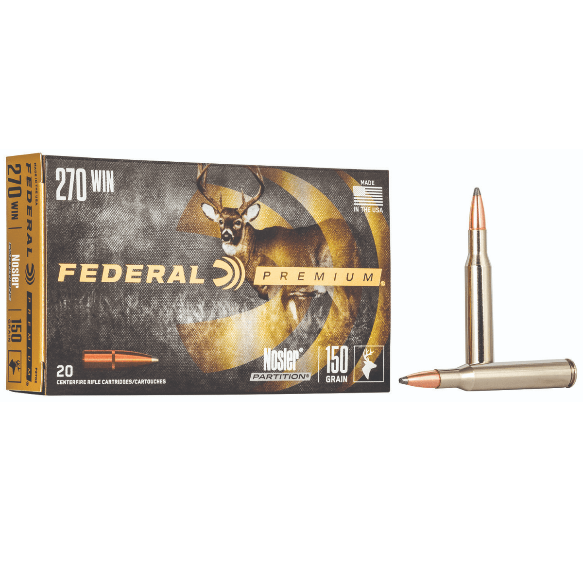 Federal Premium 270Win 150gr Nosler Partition Rifle Ammunition - P270E Federal Premium 270Win 150gr Nosler Partition Rifle Ammunition - P270E