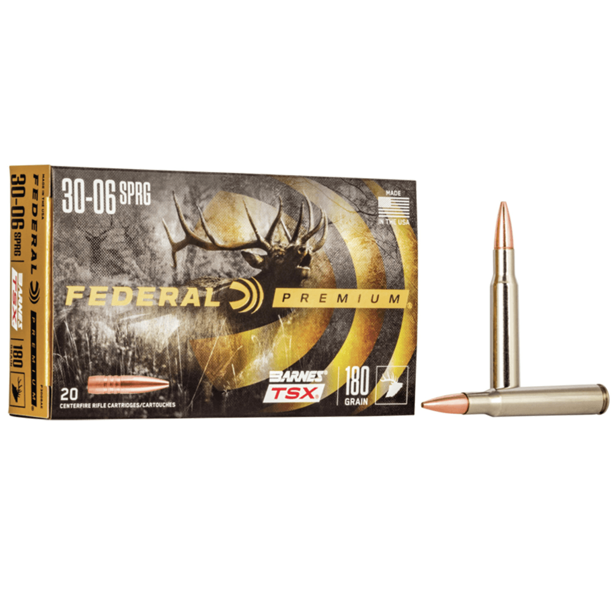 Federal Premium 30-06 Springfield 180gr Barnes TSX Rifle Ammunition - P3006AE Federal Premium 30-06 Springfield 180gr Barnes TSX Rifle Ammunition - P3006AE