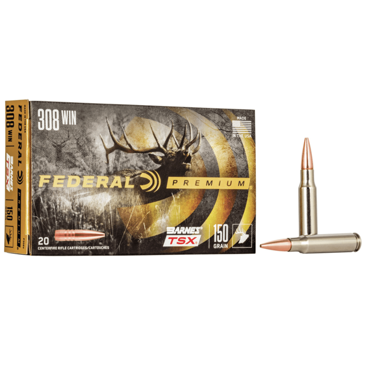 Federal Premium 308Win 150gr Barnes TSX Rifle Ammunition - P308V Federal Premium 308Win 150gr Barnes TSX Rifle Ammunition - P308V