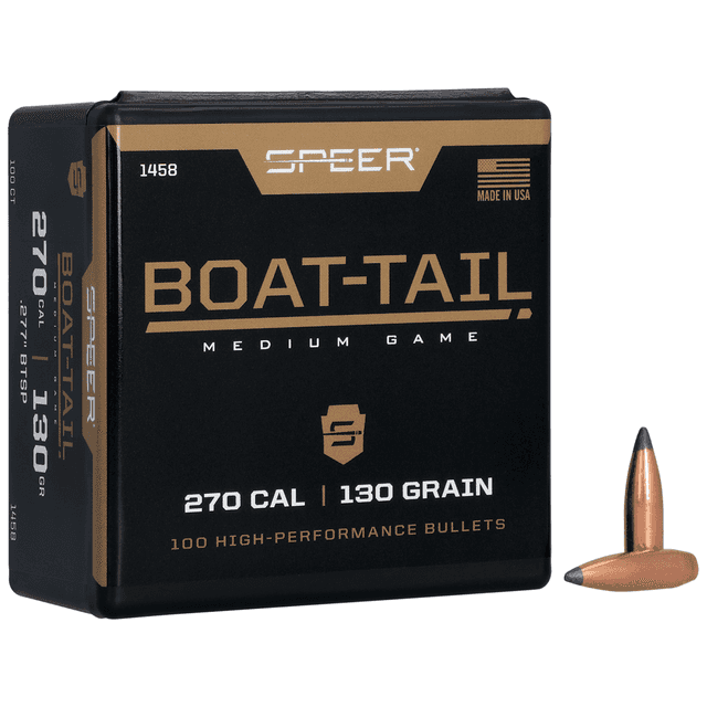 Speer 1458 Boat-Tail 270 Cal .277 130 gr Spitzer Boat Tail Soft Point 100 Per Box Speer 1458 Boat-Tail 270 Cal .277 130 gr Spitzer Boat Tail Soft Point 100 Per Box