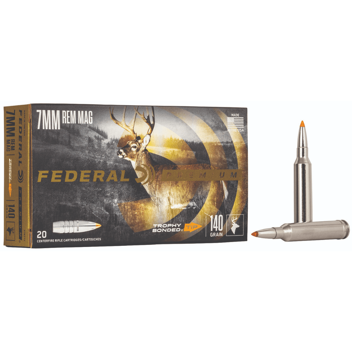 Federal Premium 7mm Rem Mag 140gr Trophy Bonded Tip Rifle Ammunition - P7RTT2 Federal Premium 7mm Rem Mag 140gr Trophy Bonded Tip Rifle Ammunition - P7RTT2