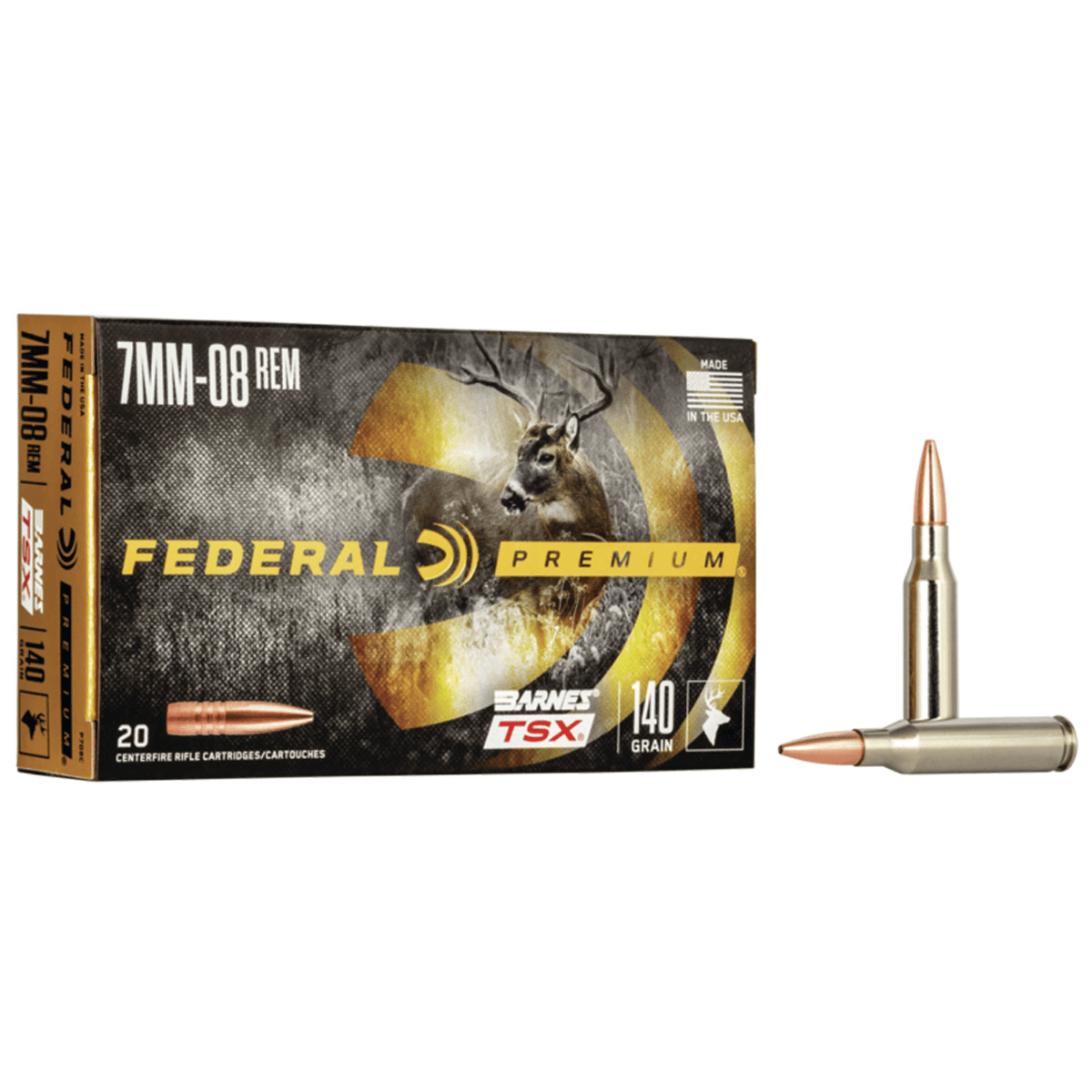 Federal Premium 7mm-08 Rem 140gr Barnes TSX Rifle Ammunition - P708C Federal Premium 7mm-08 Rem 140gr Barnes TSX Rifle Ammunition - P708C