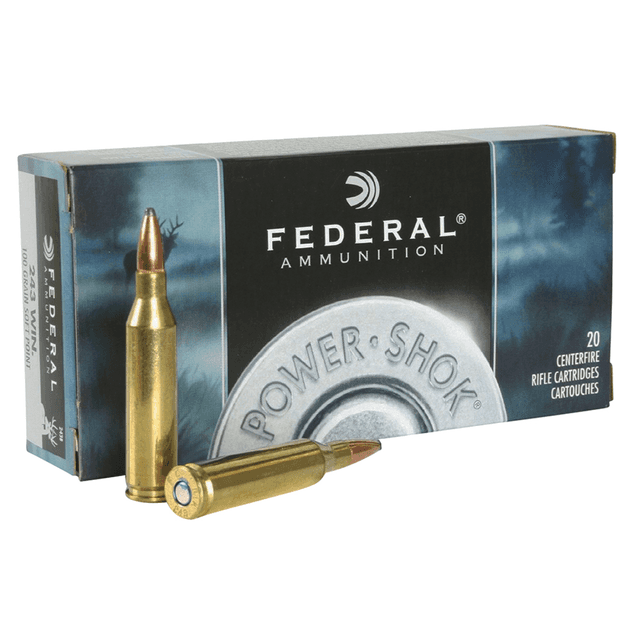 Federal Power-Shok 243Win 100gr Jacketed Soft Point Rifle Ammunition - 243B Federal Power-Shok 243Win 100gr Jacketed Soft Point Rifle Ammunition - 243B