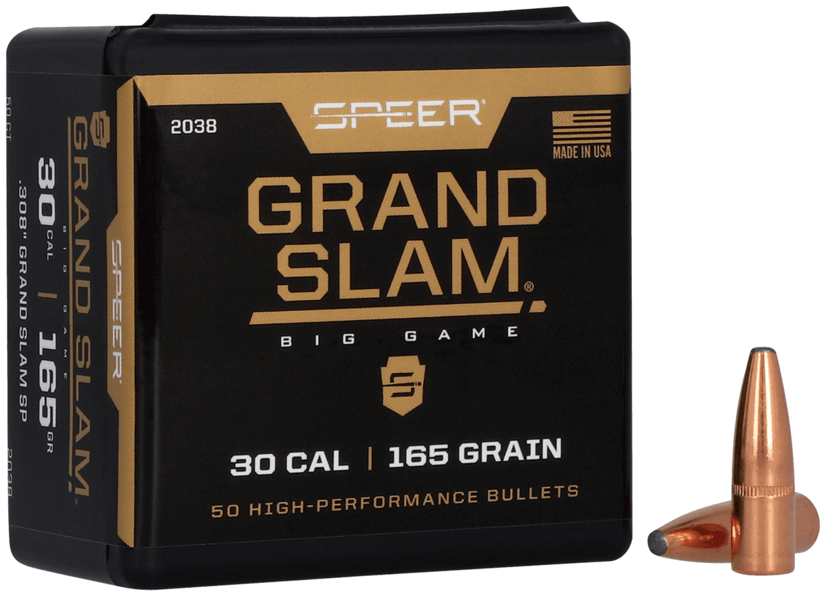 Speer 2038 Grand Slam 30 Cal .308 165 gr Soft Point 50 Per Box Speer 2038 Grand Slam 30 Cal .308 165 gr Soft Point 50 Per Box