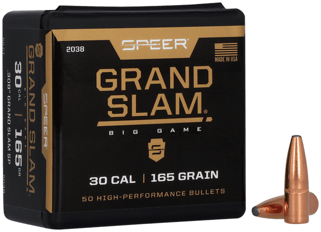Speer 2038 Grand Slam 30 Cal .308 165 gr Soft Point 50 Per Box Speer 2038 Grand Slam 30 Cal .308 165 gr Soft Point 50 Per Box