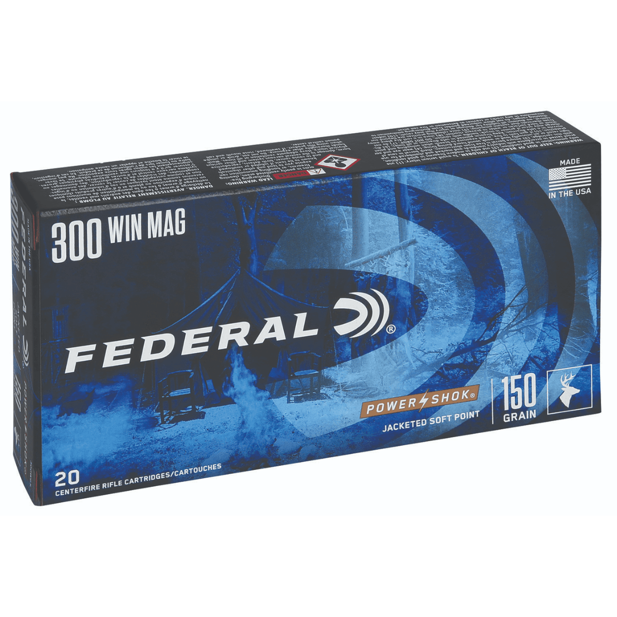 Federal Power-Shok 300WinMag 150gr Jacketed Soft Point Rifle Ammunition - 300WGS Federal Power-Shok 300WinMag 150gr Jacketed Soft Point Rifle Ammunition - 300WGS