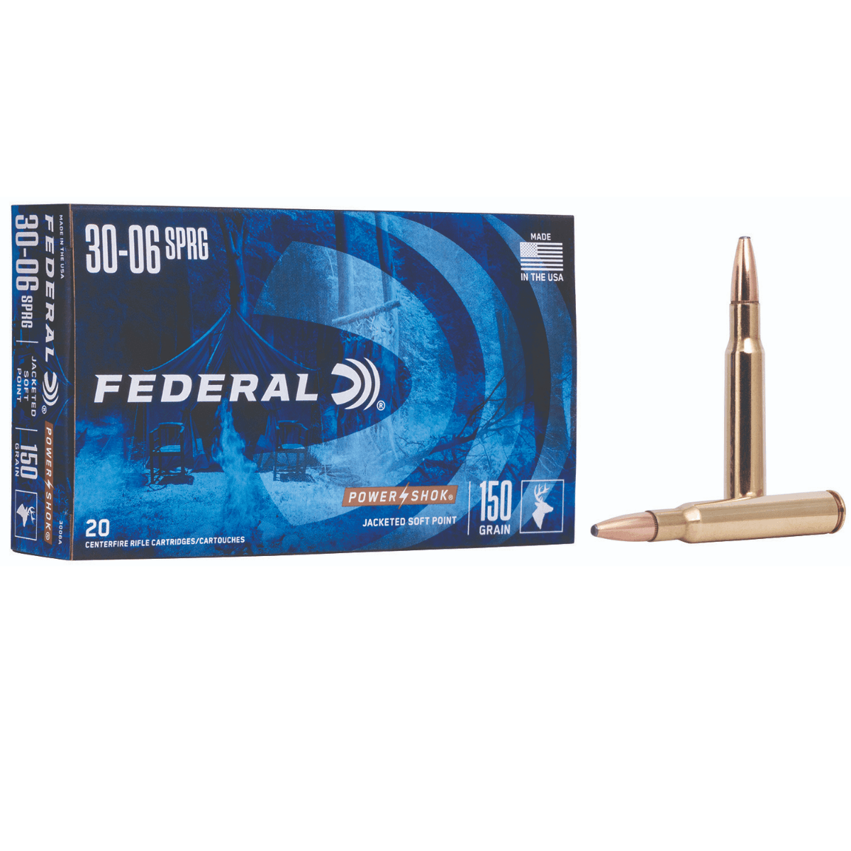 Federal Power-Shok 30-06 Springfield 150gr Jacketed Soft Point Rifle Ammunition - 3006A Federal Power-Shok 30-06 Springfield 150gr Jacketed Soft Point Rifle Ammunition - 3006A
