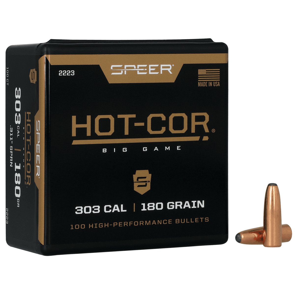 Speer 2223 Hot-Cor 303 Cal .311 180 gr Soft Point Round Nose 100 Per Box Speer 2223 Hot-Cor 303 Cal .311 180 gr Soft Point Round Nose 100 Per Box