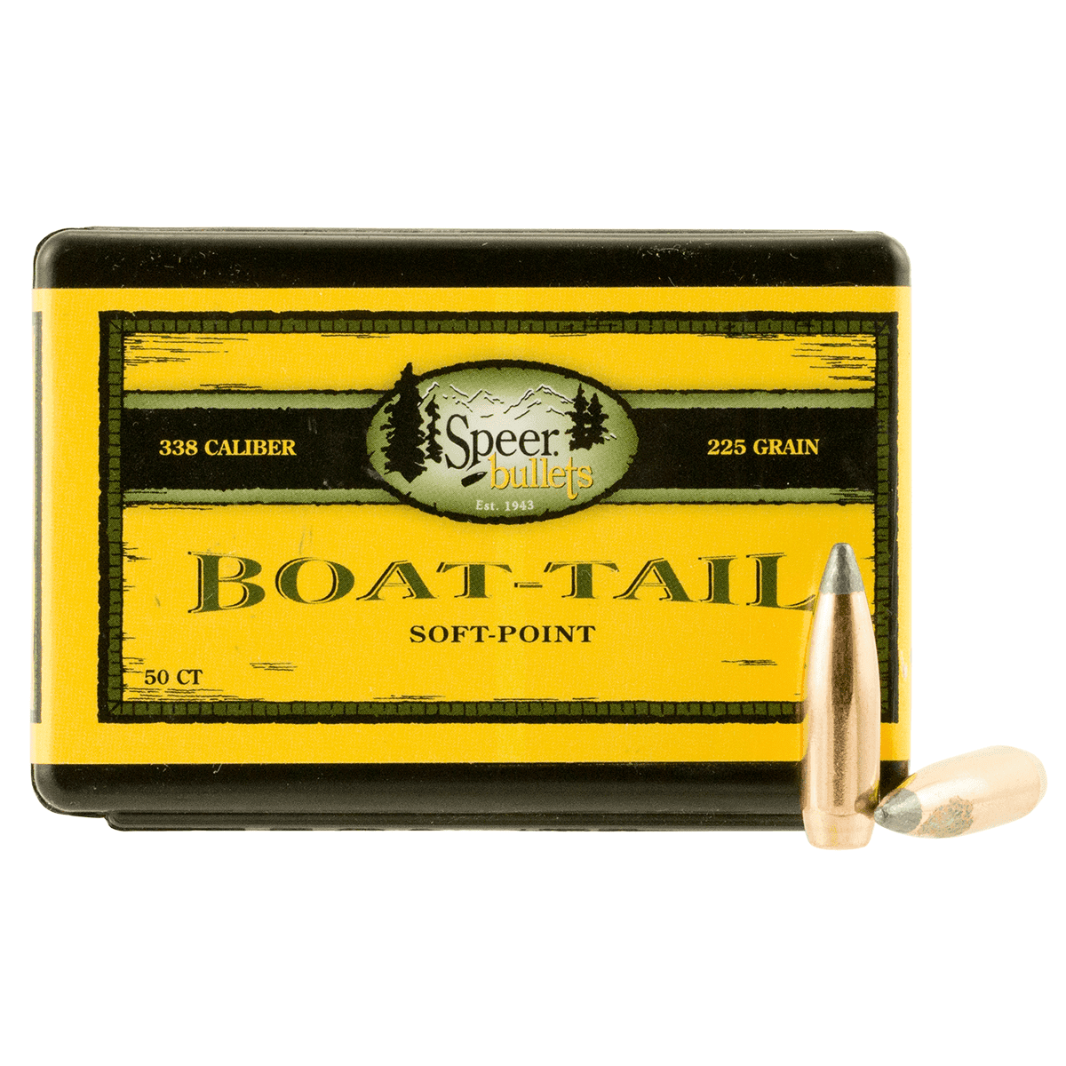 Speer Bullets 2406 Boat-Tail .338 225 gr Spitzer Boat Tail Soft Point 50 Speer Bullets 2406 Boat-Tail .338 225 gr Spitzer Boat Tail Soft Point 50
