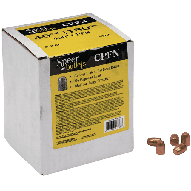 Speer Bullets 4713 Handgun Plinking 40 Caliber .400 180 GR Flat Nose 500 Box Speer Bullets 4713 Handgun Plinking 40 Caliber .400 180 GR Flat Nose 500 Box