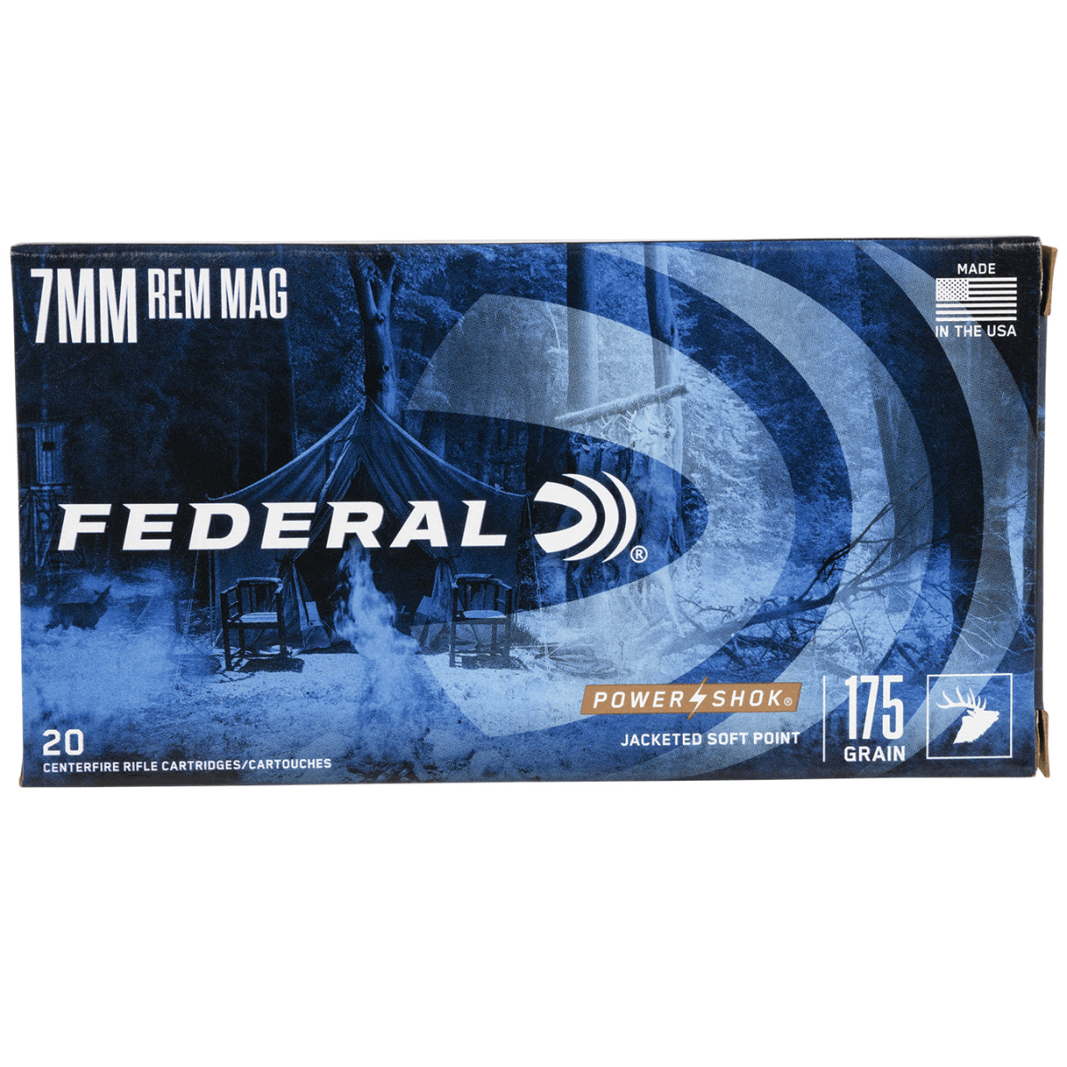 Federal Power-Shok 7mm Rem Mag 175gr Jacketed Soft Point Rifle Ammunition - 7RB Federal Power-Shok 7mm Rem Mag 175gr Jacketed Soft Point Rifle Ammunition - 7RB