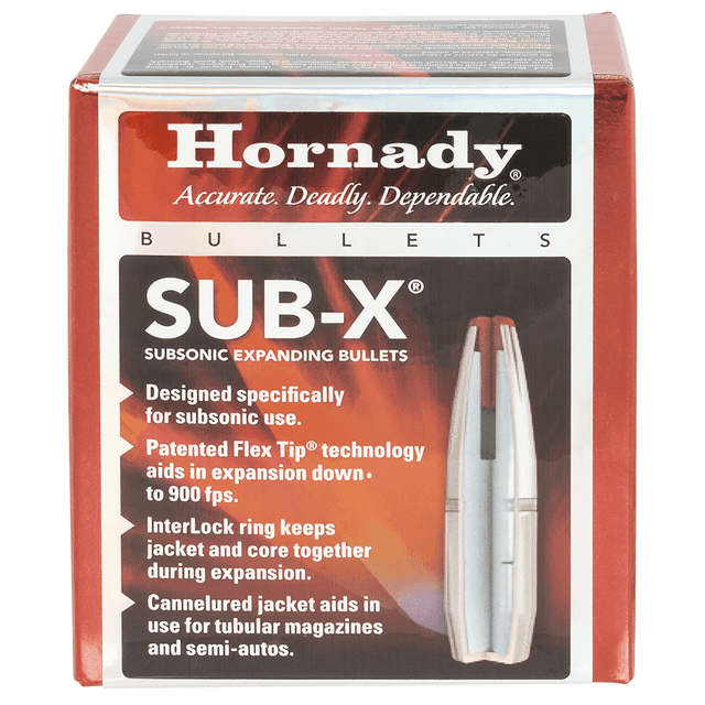 Hornady 30718 Sub-X 30 Cal 308 Cal 175 gr Subsonic eXpanding 100 Per Box Hornady 30718 Sub-X 30 Cal 308 Cal 175 gr Subsonic eXpanding 100 Per Box
