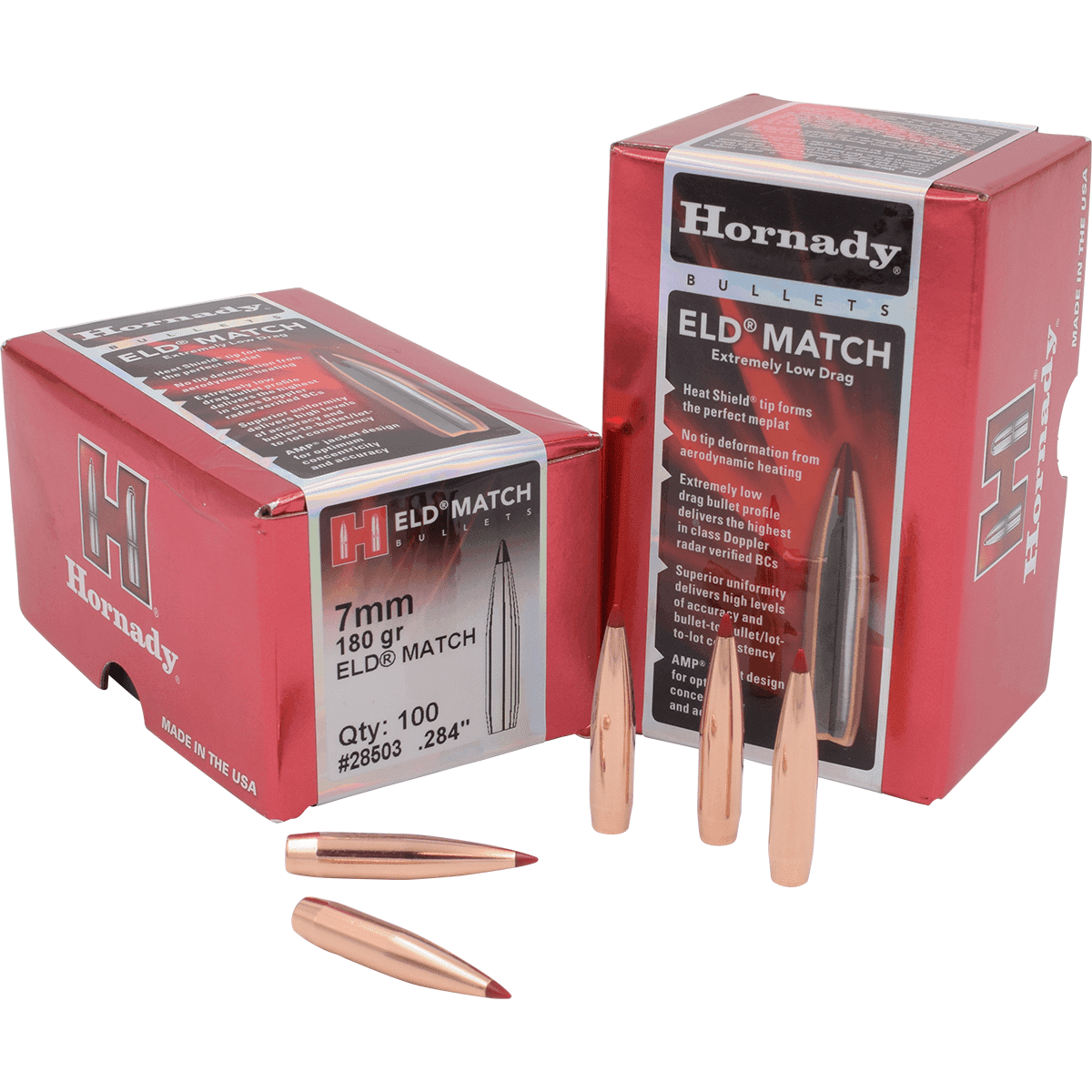 Hornady 28503 ELD Match 7mm .284 180 gr Extremely Low Drag Match 100 Per Box Hornady 28503 ELD Match 7mm .284 180 gr Extremely Low Drag Match 100 Per Box