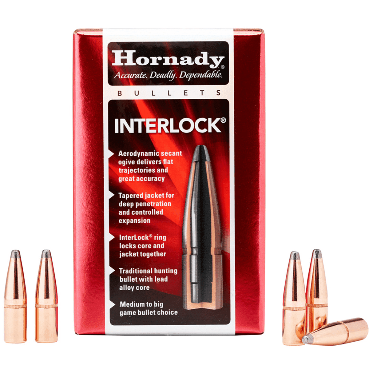 Hornady 3060 InterLock 30 Cal .308 170 gr Flat Point 100 Per Box Hornady 3060 InterLock 30 Cal .308 170 gr Flat Point 100 Per Box
