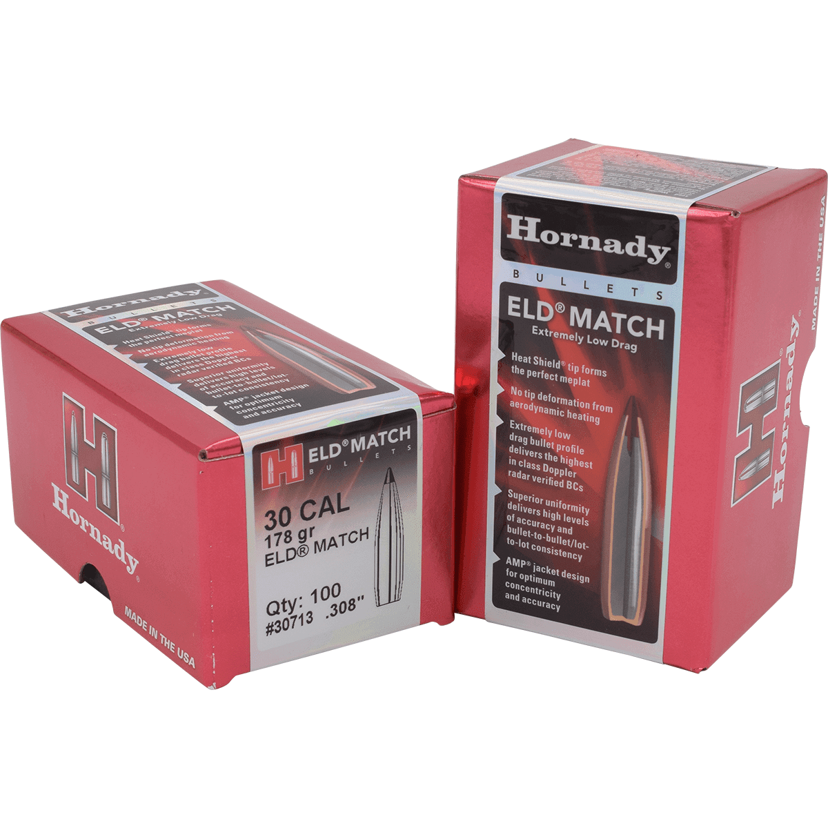 Hornady 30713 ELD Match 30 Cal .308 178 gr Extremely Low Drag Match 100 Per Box Hornady 30713 ELD Match 30 Cal .308 178 gr Extremely Low Drag Match 100 Per Box