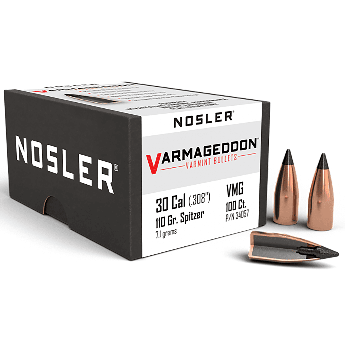 Nosler 34057 Varmageddon 30 Cal .308 110 gr Flat Base Tipped/ 100 Per Box Nosler 34057 Varmageddon 30 Cal .308 110 gr Flat Base Tipped/ 100 Per Box