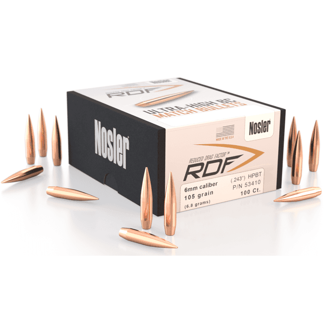 Nosler 53410 RDF Match 6mm .243 105 gr Hollow Point Boat Tail/ 100 Per Box Nosler 53410 RDF Match 6mm .243 105 gr Hollow Point Boat Tail/ 100 Per Box