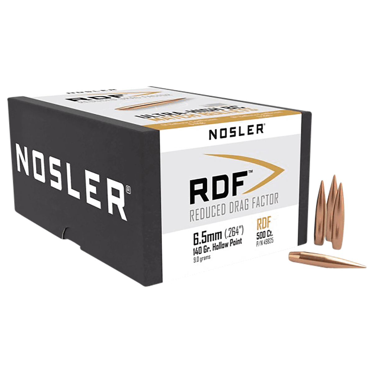 Nosler 49825 RDF Match 6.5 Creedmoor .264 140 gr Hollow Point Boat Tail/ 500 Per Box Nosler 49825 RDF Match 6.5 Creedmoor .264 140 gr Hollow Point Boat Tail/ 500 Per Box