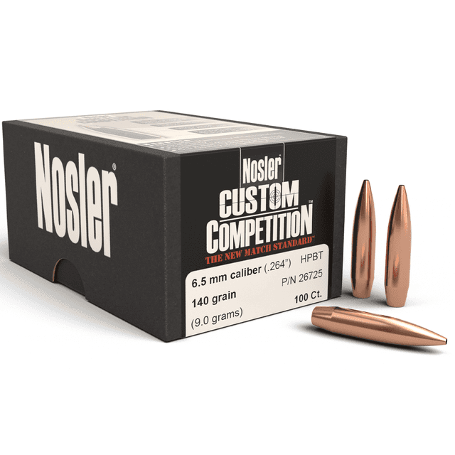 Nosler 26725 Custom Competition 6.5 Creedmoor .264 140 gr Hollow Point Boat Tail/ 100 Per Box Nosler 26725 Custom Competition 6.5 Creedmoor .264 140 gr Hollow Point Boat Tail/ 100 Per Box