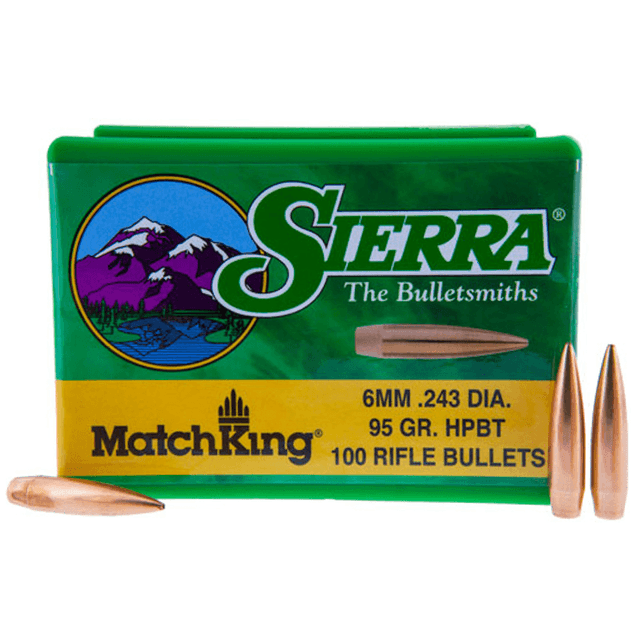 Sierra 1537 MatchKing 6mm .243 95 gr Hollow Point Boat Tail/ 100 Per Box Sierra 1537 MatchKing 6mm .243 95 gr Hollow Point Boat Tail/ 100 Per Box