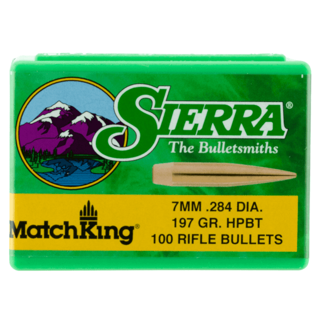 Sierra 1997 MatchKing 7mm .284 197 gr Hollow Point Boat Tail/ 100 Per Box Sierra 1997 MatchKing 7mm .284 197 gr Hollow Point Boat Tail/ 100 Per Box
