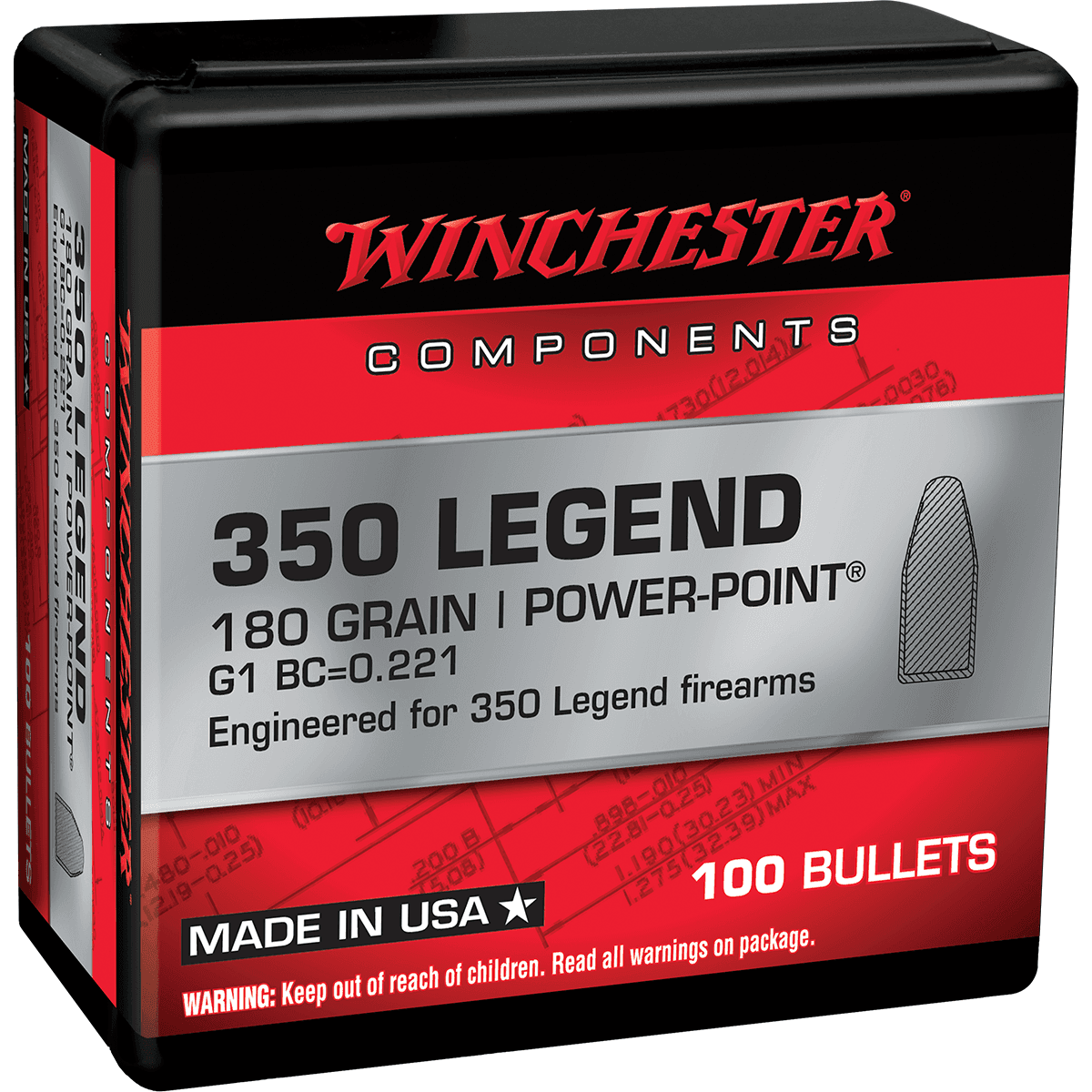 Winchester Ammo WB350P180X Centerfire Rifle 350 Legend 180 gr Power Point 100 Per Box Winchester Ammo WB350P180X Centerfire Rifle 350 Legend 180 gr Power Point 100 Per Box