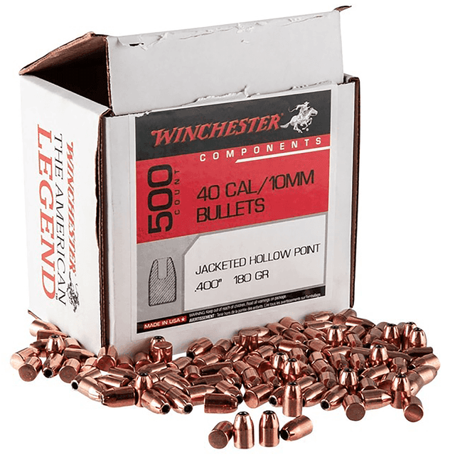 Winchester Ammo WB40HP180D Centerfire Handgun Reloading 40 S&W .400 180 gr Jacket Hollow Point 500 Per Box Winchester Ammo WB40HP180D Centerfire Handgun Reloading 40 S&W .400 180 gr Jacket Hollow Point 500 Per Box