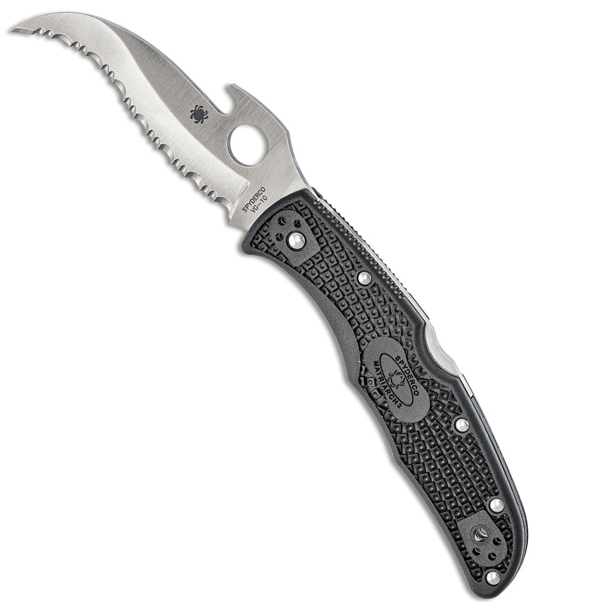 Spyderco C12SBK2W Matriarch 2 3.57" Folding Reverse S Serrated Satin VG-10 Knife Spyderco C12SBK2W Matriarch 2 3.57" Folding Reverse S Serrated Satin VG-10 Knife