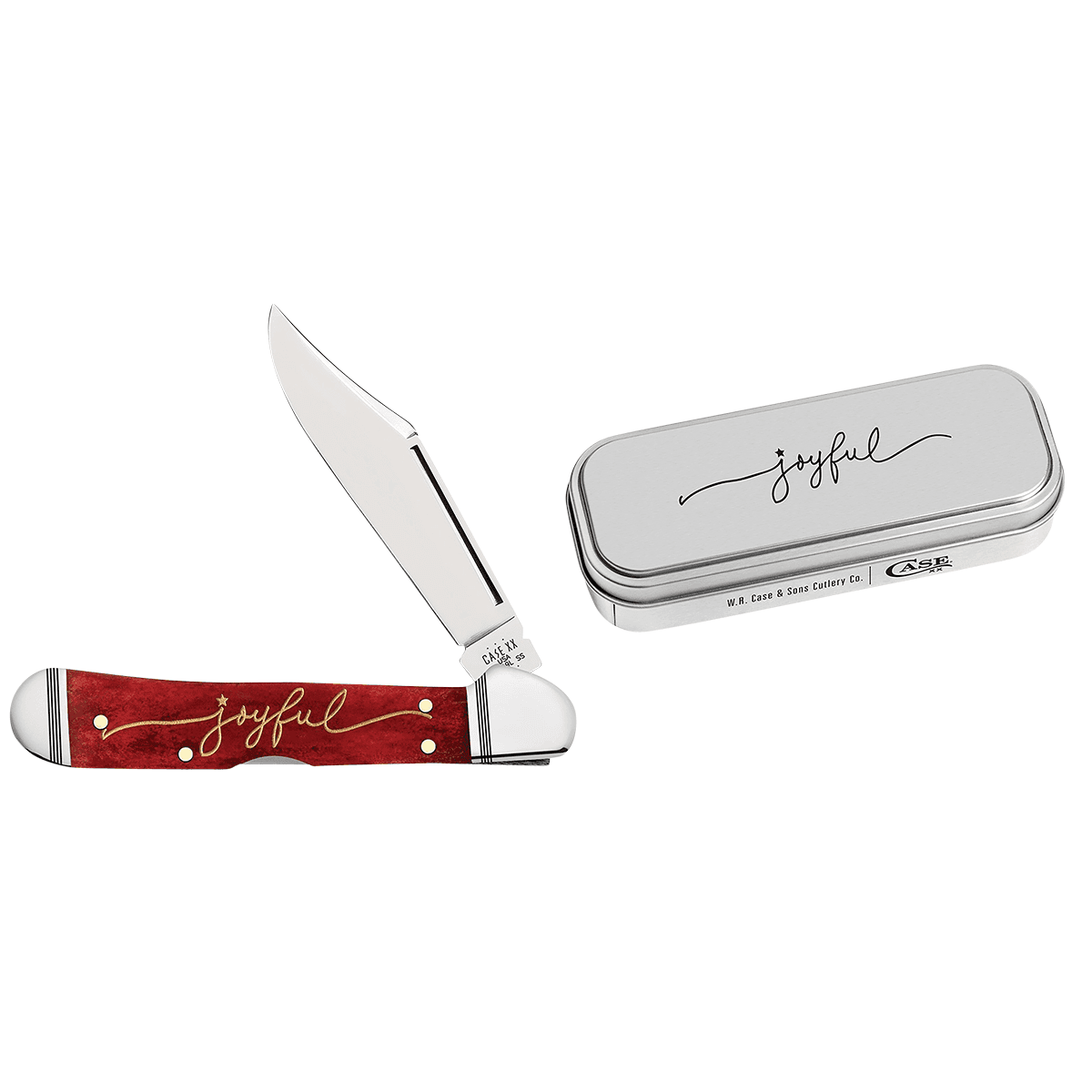 Case 10625 Christmas Joyful Tin CopperLock Mini Knife Case 10625 Christmas Joyful Tin CopperLock Mini Knife
