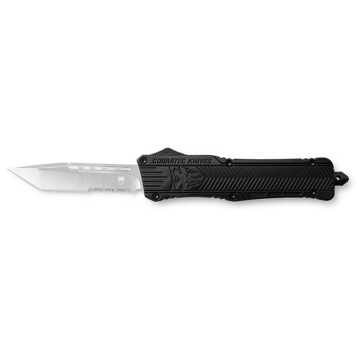 CobraTec Knives LBCTK1LTS CTK-1 Large 3.75" OTF Tanto Part Serrated D2 Knife CobraTec Knives LBCTK1LTS CTK-1 Large 3.75" OTF Tanto Part Serrated D2 Knife