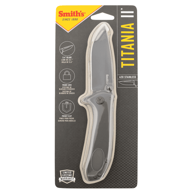 Smiths Products 51010 Titania II 3.50" Folding Drop Point Knife Smiths Products 51010 Titania II 3.50" Folding Drop Point Knife