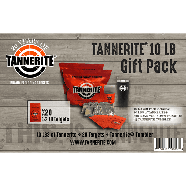 Tannerite GIFTPACK Thermal Tumbler Gift Pack Impact Enhancement Explosion White Vapor Centerfire Rifle Firearm 10 lb Includes Tumbler 20 Targets Tannerite GIFTPACK Thermal Tumbler Gift Pack Impact Enhancement Explosion White Vapor Centerfire Rifle Firearm 10 lb Includes Tumbler 20 Targets