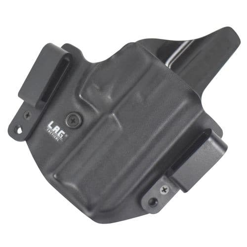 LAG Tactical 1044 Defender IWB/OWB Black Kydex Compatible w/Glock 42 Belt Loop Mount Right Hand LAG Tactical 1044 Defender IWB/OWB Black Kydex Compatible w/Glock 42 Belt Loop Mount Right Hand