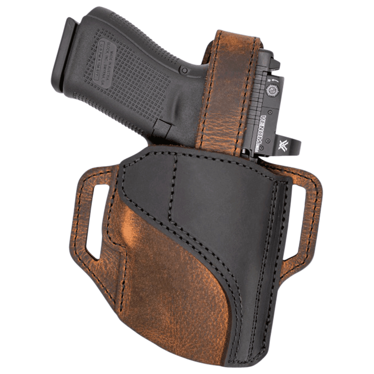 Versacarry TR32131 Trooper OWB Size 03 Black/Gray Leather Belt Slide Right Hand Versacarry TR32131 Trooper OWB Size 03 Black/Gray Leather Belt Slide Right Hand