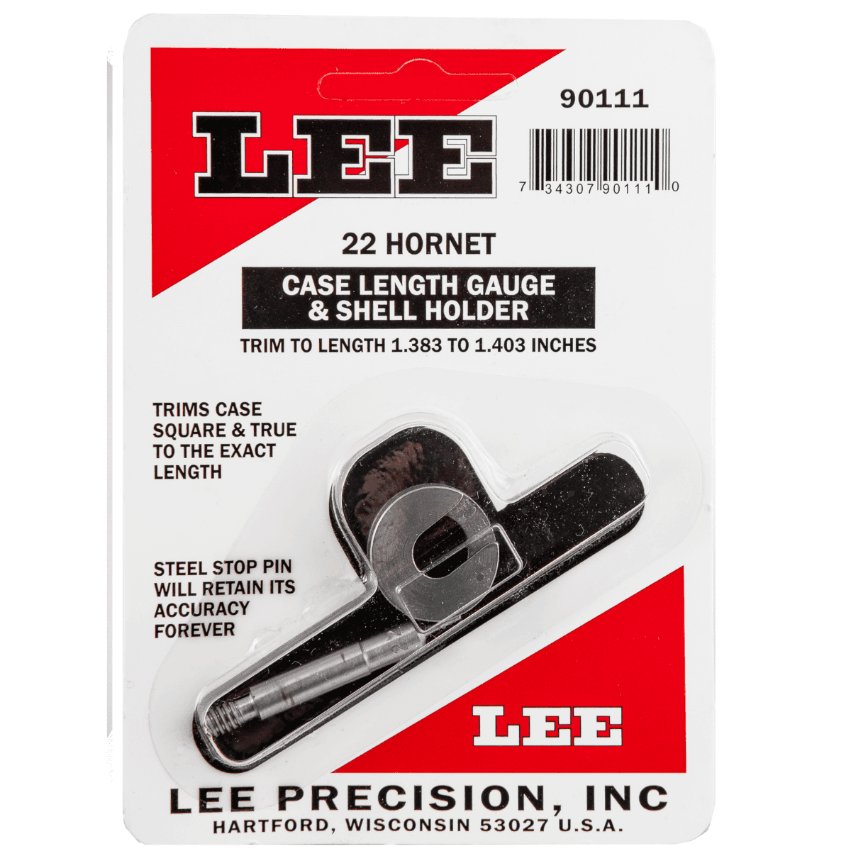 Lee Precision Case Length Gauge & Shell Holder, 22 Hornet - 90111 Lee Precision Case Length Gauge & Shell Holder, 22 Hornet - 90111