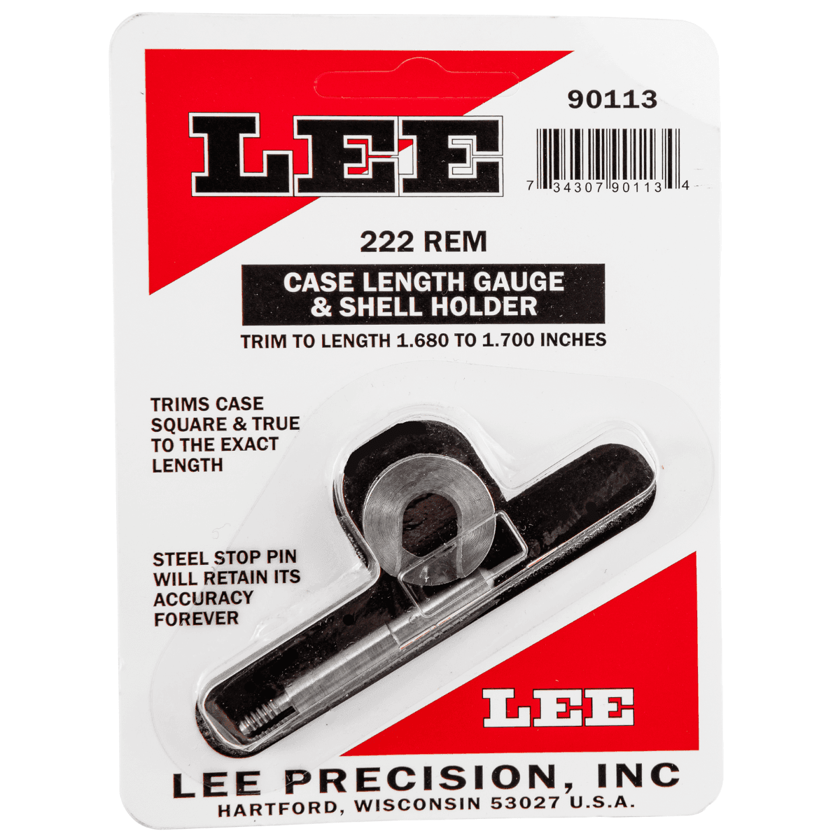 Lee Precision 222 Remington Case Length Gauge & Shell Holder - 90113 Lee Precision 222 Remington Case Length Gauge & Shell Holder - 90113