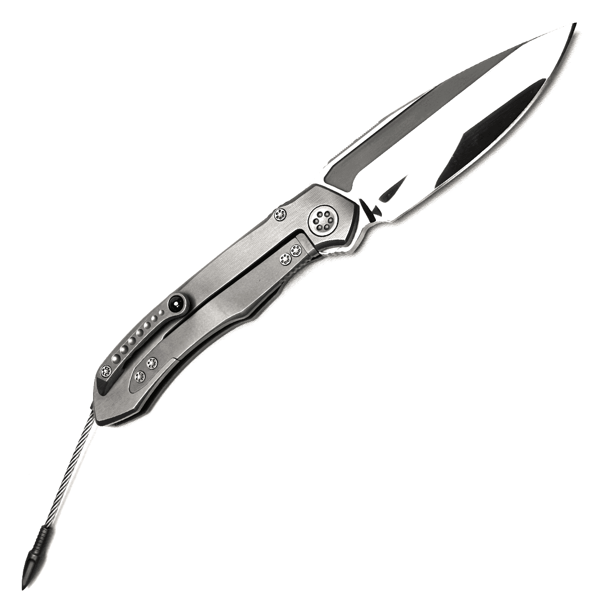 RARE Microtech Marfione Custom: Anax Integral - High Polish blade with Super Conductor Inlay #11 RARE Microtech Marfione Custom: Anax Integral - High Polish blade with Super Conductor Inlay #11