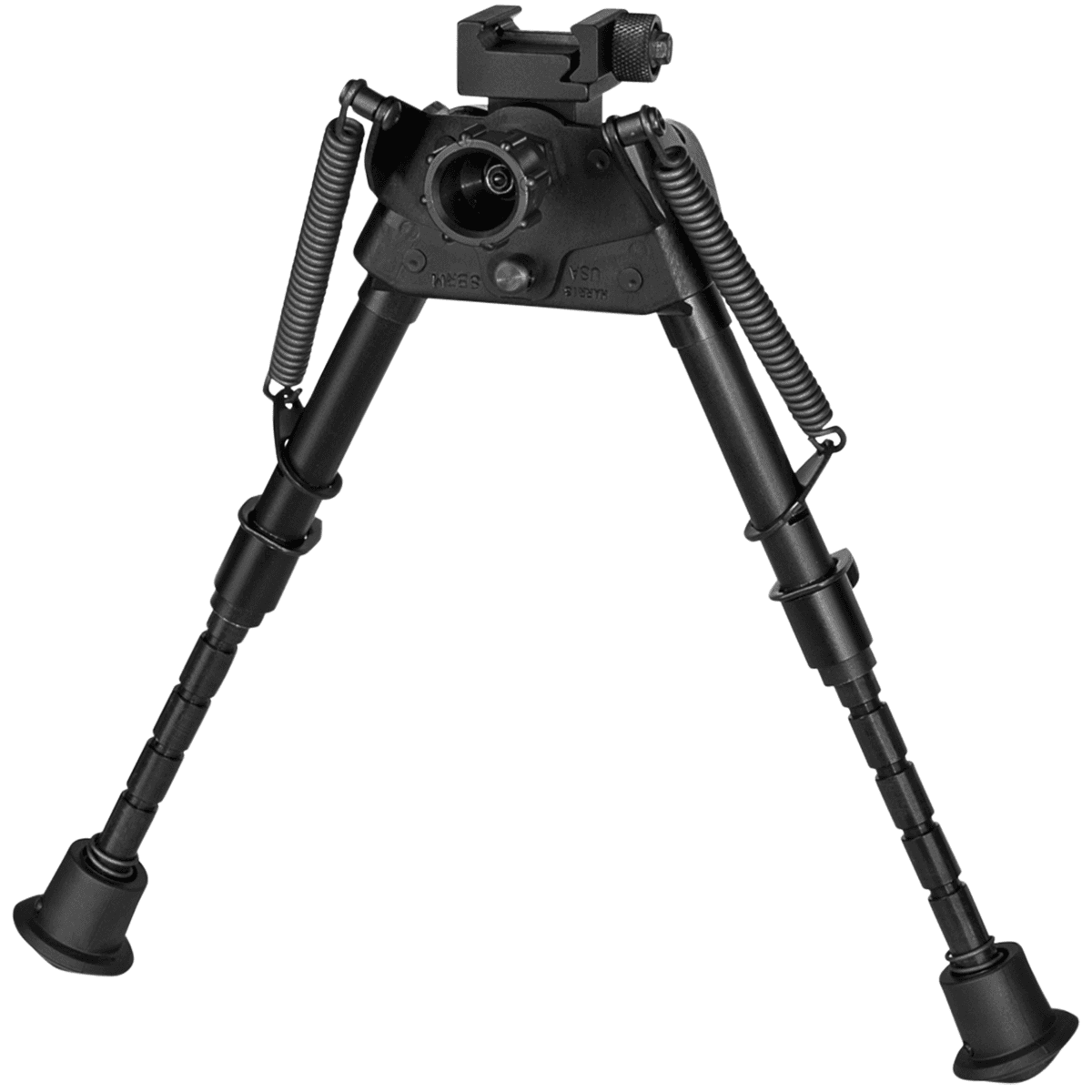 Harris Bipods SBRMP Swivel BR Picatinny, 6-9", Black Steel/Aluminum, Notched Legs, Rubber Feet Harris Bipods SBRMP Swivel BR Picatinny, 6-9", Black Steel/Aluminum, Notched Legs, Rubber Feet