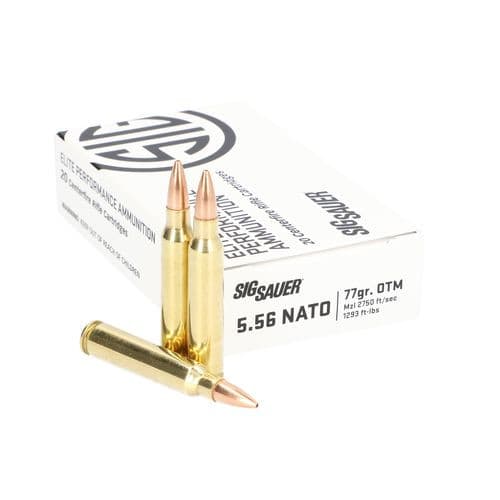 Sig Sauer Marksman 5.56x45mm NATO 77 gr Open Tip Match 20 Per Box Sig Sauer Marksman 5.56x45mm NATO 77 gr Open Tip Match 20 Per Box