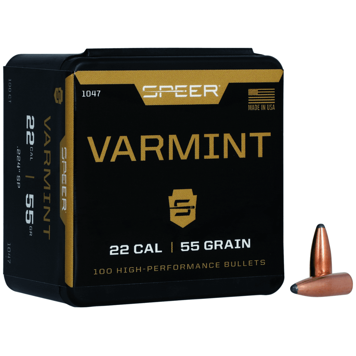 Speer Varmint 22 Caliber 55gr Jacketed Soft Point - 1047 Speer Varmint 22 Caliber 55gr Jacketed Soft Point - 1047