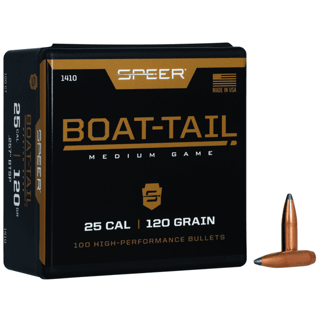 Speer Boat-Tail 25 Caliber 120gr Jacketed Soft Point - 1410 Speer Boat-Tail 25 Caliber 120gr Jacketed Soft Point - 1410