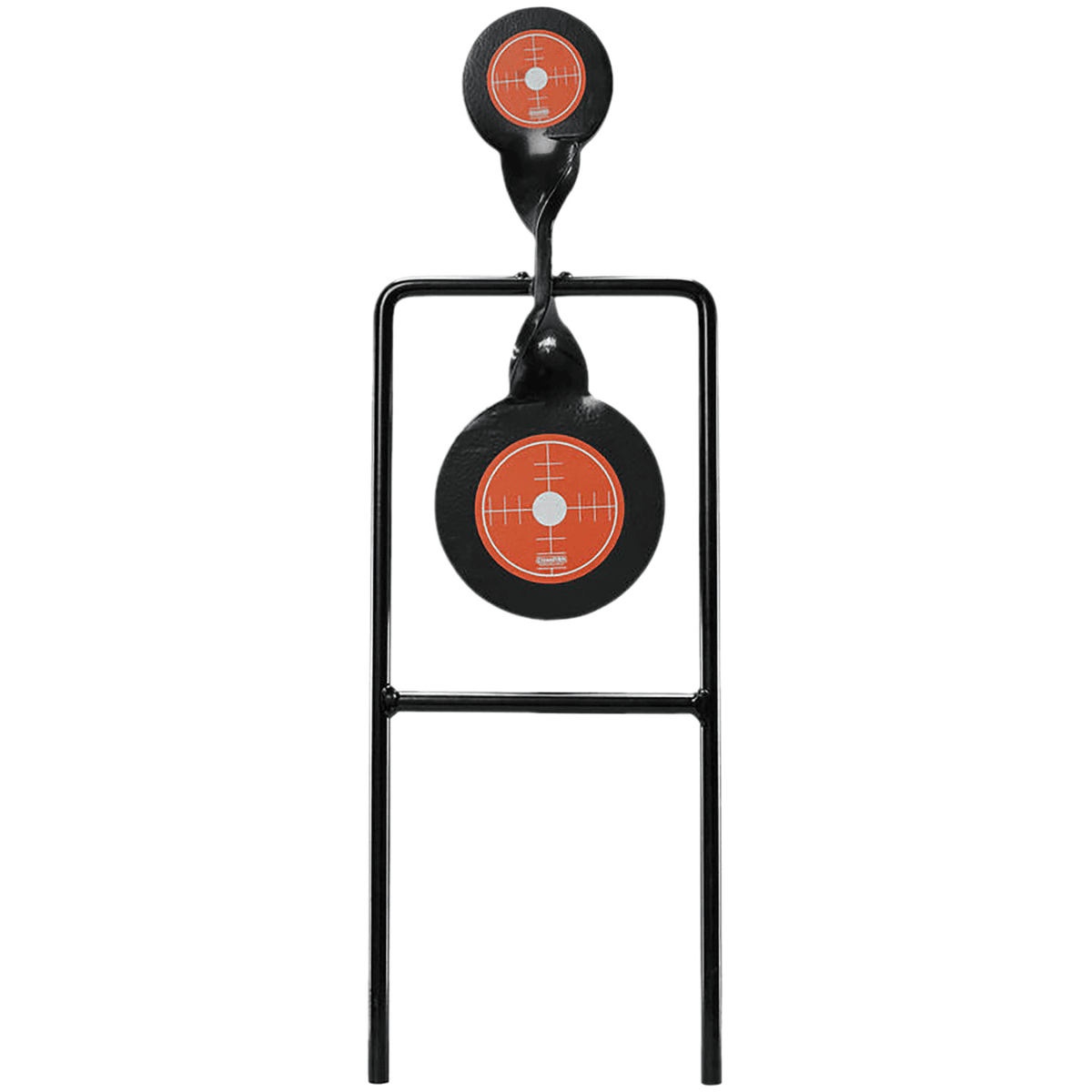 Champion Targets Gong Spinner Target 3" Top Target / 4.7" Bottom Target Black/Orange Steel Bullseye Standing - 40875 Champion Targets Gong Spinner Target 3" Top Target / 4.7" Bottom Target Black/Orange Steel Bullseye Standing - 40875