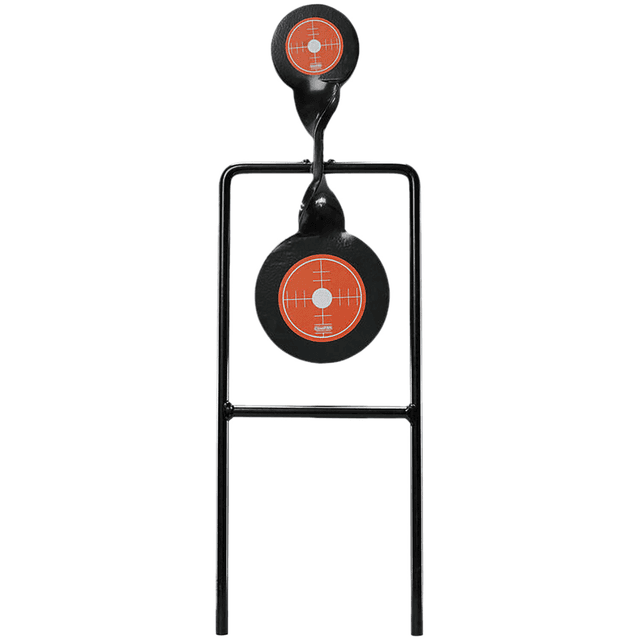 Champion Targets Gong Spinner Target 3" Top Target / 4.7" Bottom Target Black/Orange Steel Bullseye Standing - 40875 Champion Targets Gong Spinner Target 3" Top Target / 4.7" Bottom Target Black/Orange Steel Bullseye Standing - 40875