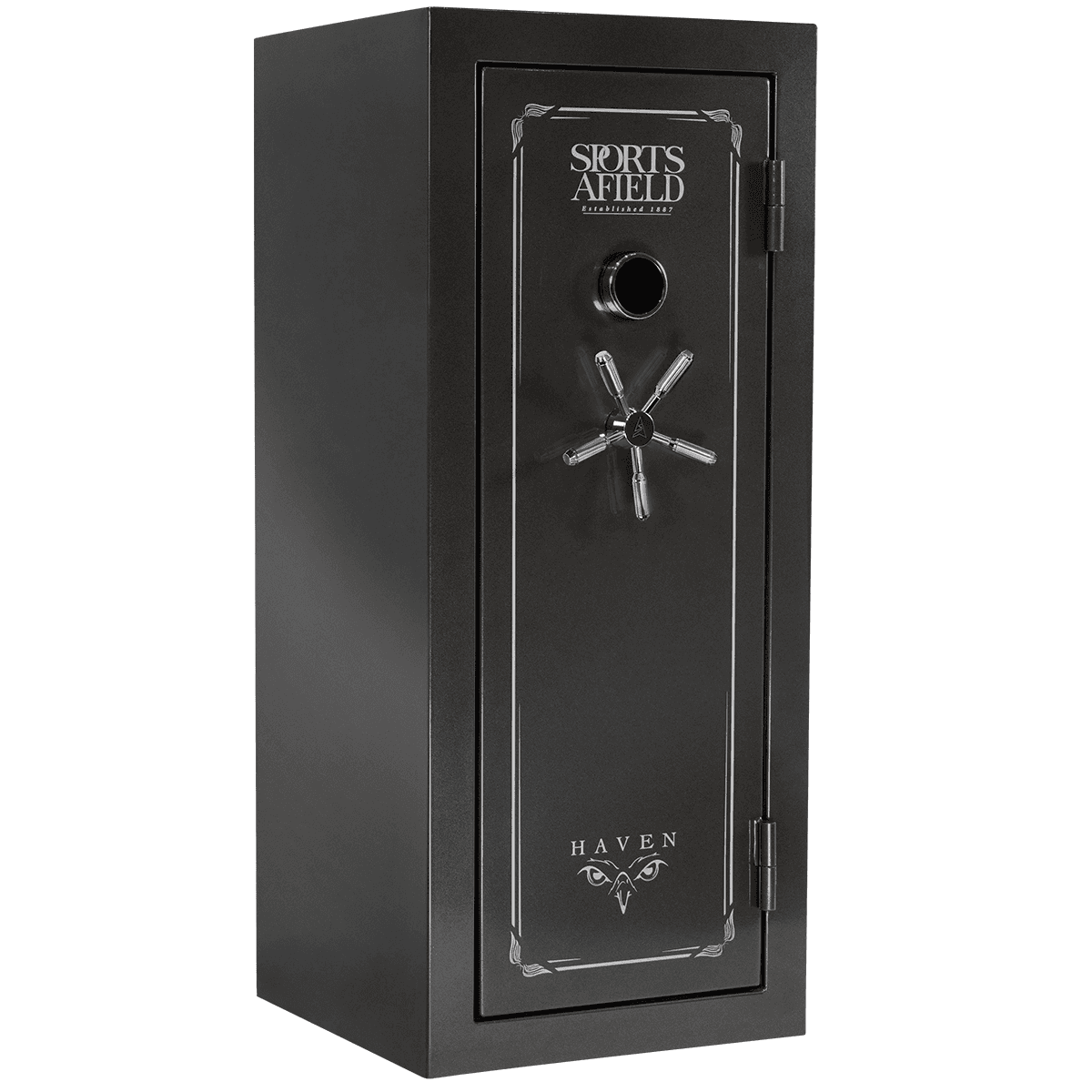 Sports Afield SECSA5925HX Haven Electronic Keypad/Key Entry Dark Gray Metallic Steel Holds 24 + 4 59" H x 25" W x 24" D Fireproof- Yes Sports Afield SECSA5925HX Haven Electronic Keypad/Key Entry Dark Gray Metallic Steel Holds 24 + 4 59" H x 25" W x 24" D Fireproof- Yes