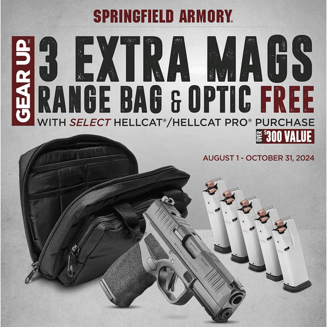 Springfield Armory HC9319BOSPLCGU24 Hellcat OSP 9mm Luger Gear up 2024 Includes Viridian RFX-11 Green Dot Optic, 3 10rd Magazines (Total of 5), Dual Range Bag Springfield Armory HC9319BOSPLCGU24 Hellcat OSP 9mm Luger Gear up 2024 Includes Viridian RFX-11 Green Dot Optic, 3 10rd Magazines (Total of 5), Dual Range Bag